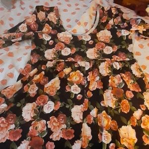 3/4 sleve rose pattern dress